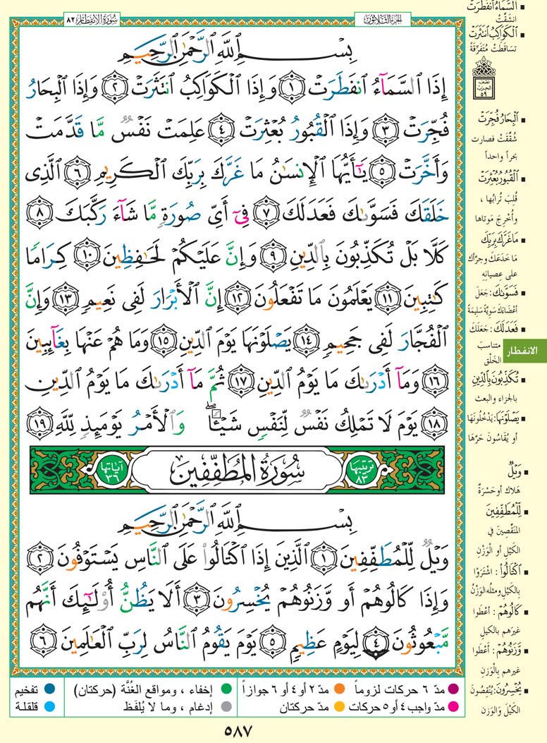سورة الإنفطار -سورة المطففين